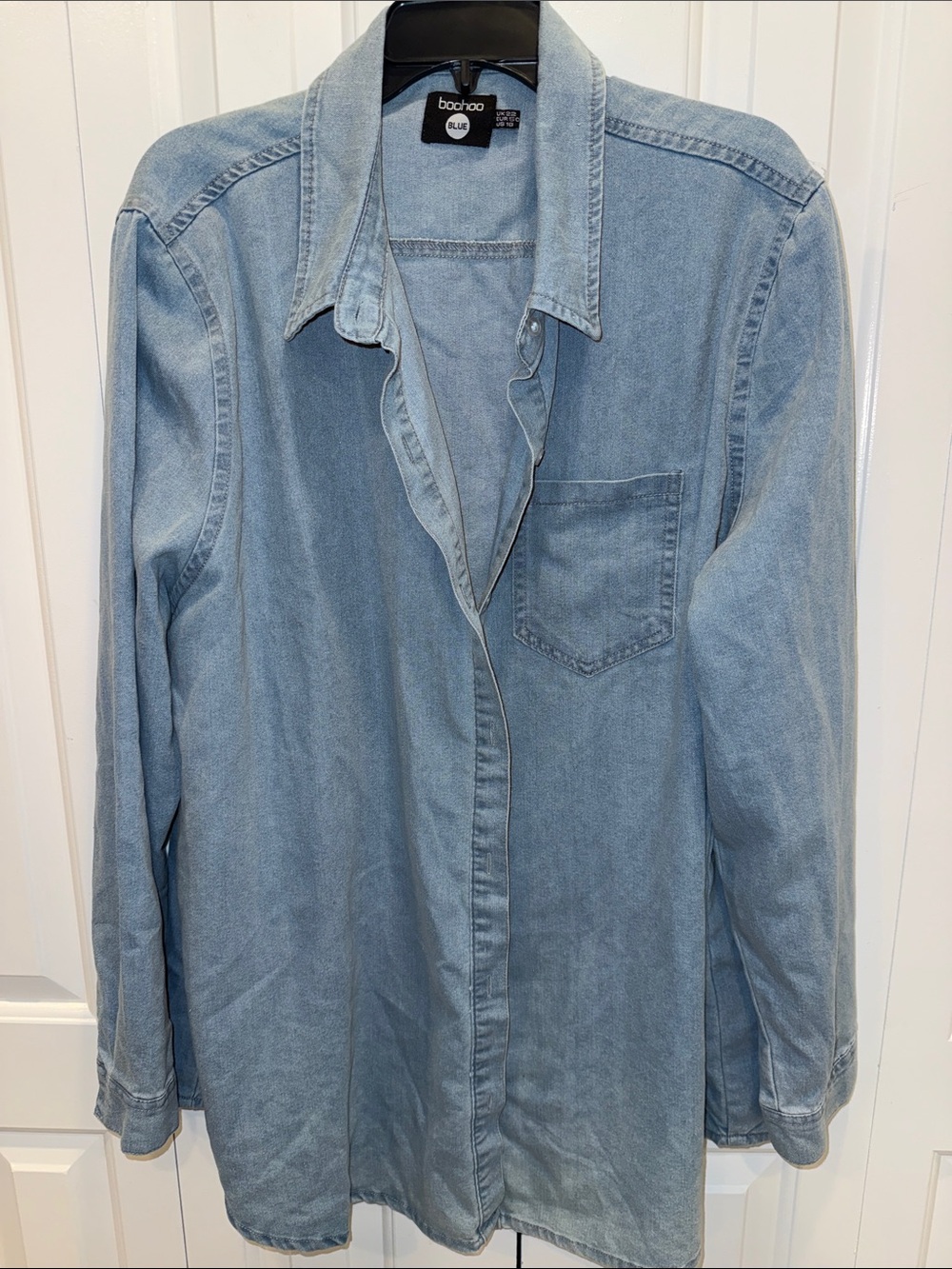 Boohoo Light Wash Denim Shirt Jacket - Light Blue